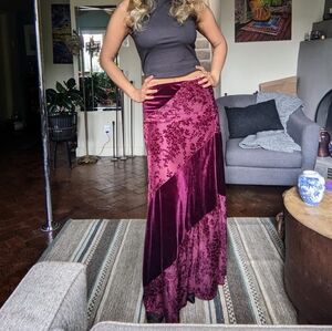 Burnout Velvet Maxi Skirt for Night Out